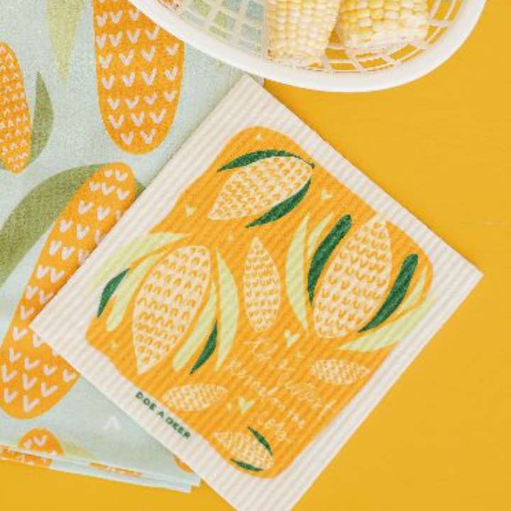 Doe A Deer - Wholesale Dishcloth - Cutest Kernel on the Cob Swedish Dishcloth | Corn, Summer1