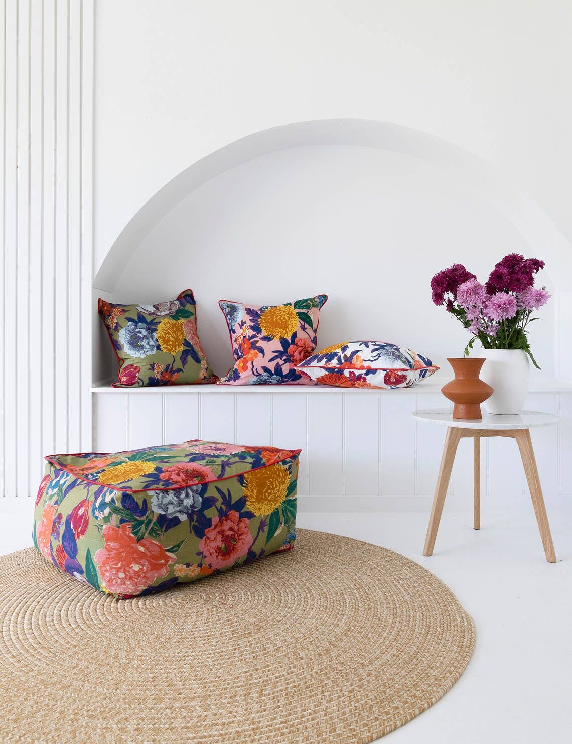 Linen Connections – Engroshandel Ottoman – Frida Jungle Plants futon/puf betræk - grøn Anthro