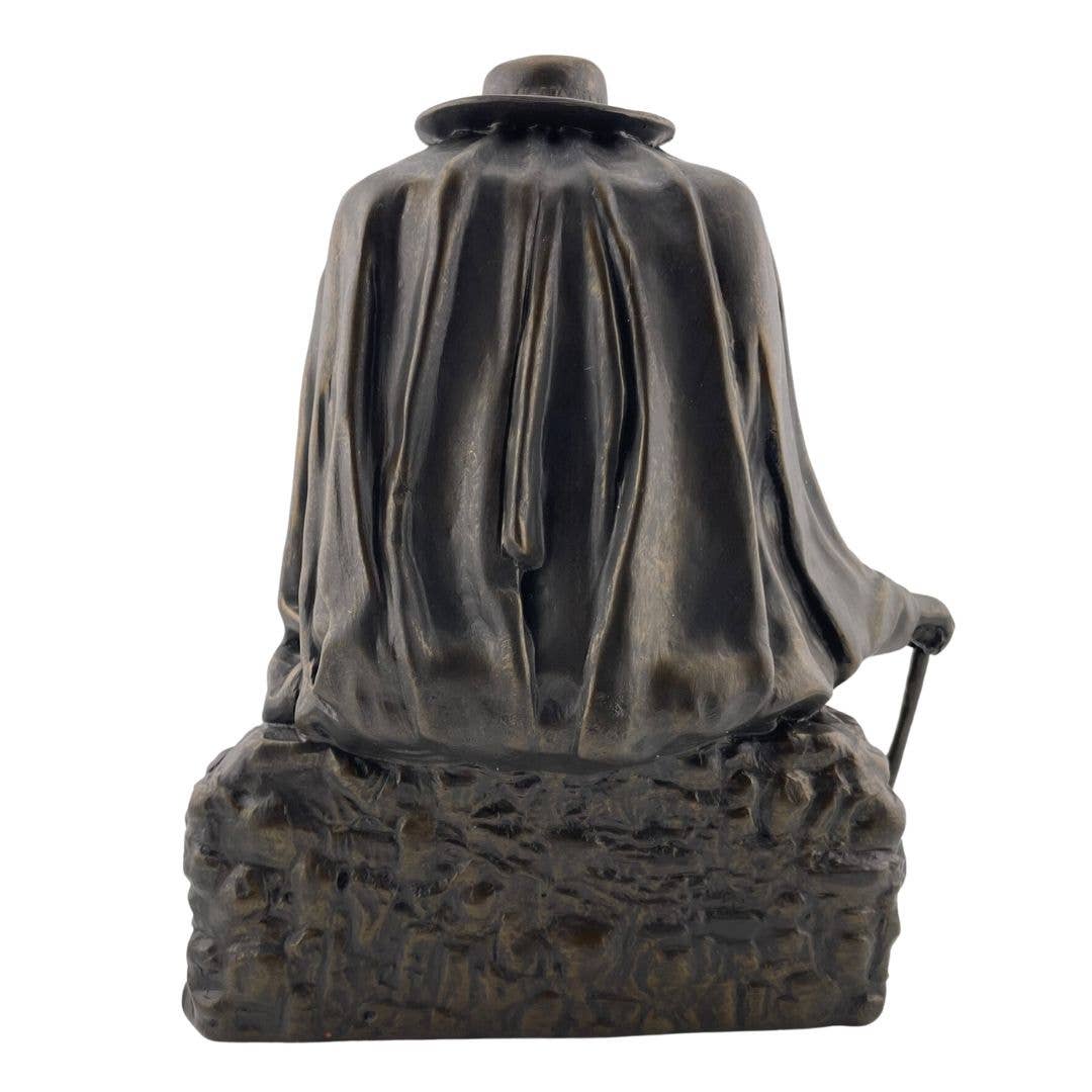 Museum Wholesale Inc - Wholesale Sculpture - Magritte Healer (le Therapeute) Man with Birdcage Body Seated on Rock Surrealism Statue 7.75H2