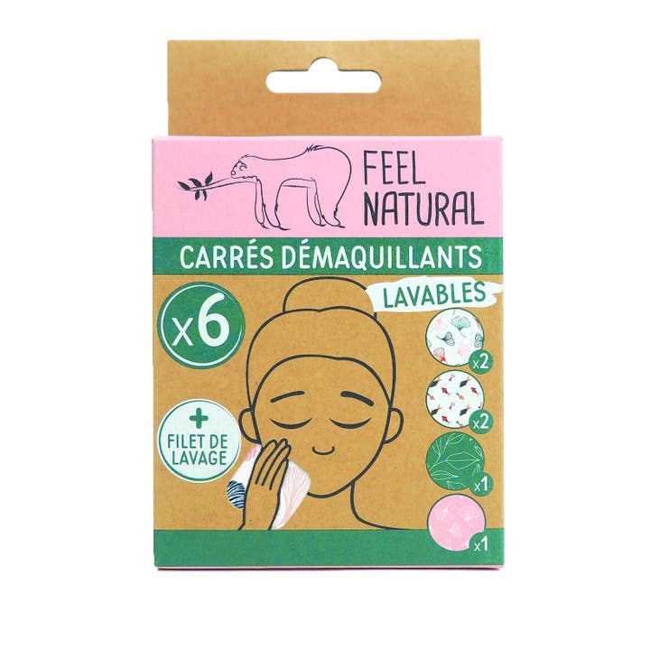 FRENCH TENDANCE - Wholesale Makeup Remover - Set of 6 washable makeup remover pads and washing net.2