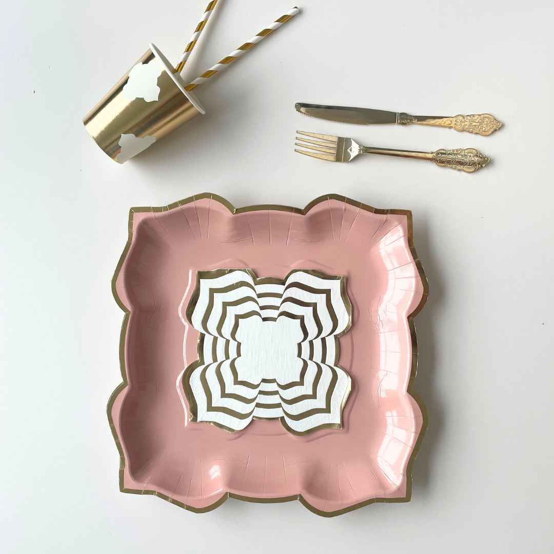 Peacock Supplies – wholesale Disposable plate – Lotus Large Party Plates (10pk) - Blush (Pink)2