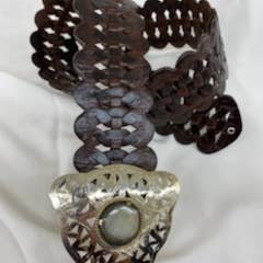 DAIRI - Wholesale Belt - Women's - BAH 14 Handmade leather woven belt, triangle buckle Brown
