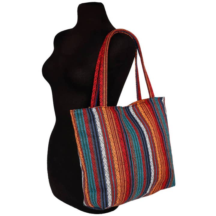 ASSORTED Navajo Baja Tribal Woven Canvas Tote Bag for wholesale on Faire1