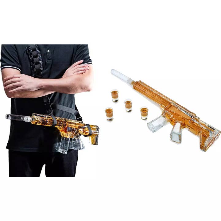 AR15 Whiskey Decanter Set- Holster Attachment, Silencer for wholesale by The Wine Savant / Khen Glassware