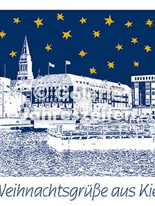 Kiel Bootshafen "Weihnachtsgrüße aus Kiel" Postkarte für den Großhandel von Karen Utermann Galerie Jahreszeiten