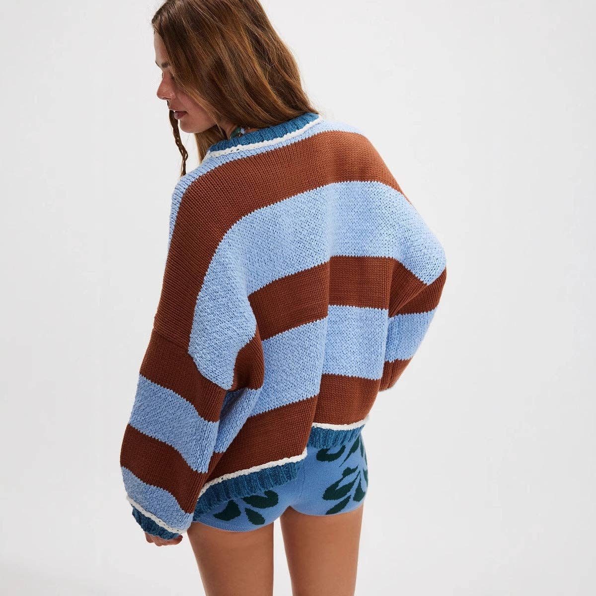 Lovesoft - Wholesale Knit Sweater - Women's - Colorblock Striped Knit Sweater | Oversized Pullover Top4