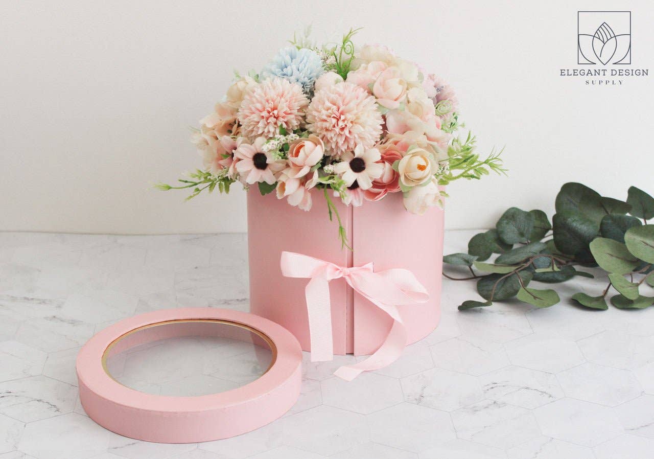 Elegant Design Supply – Engroshandel Gaveæske – To lag rund blomsterkasse med klart låg1