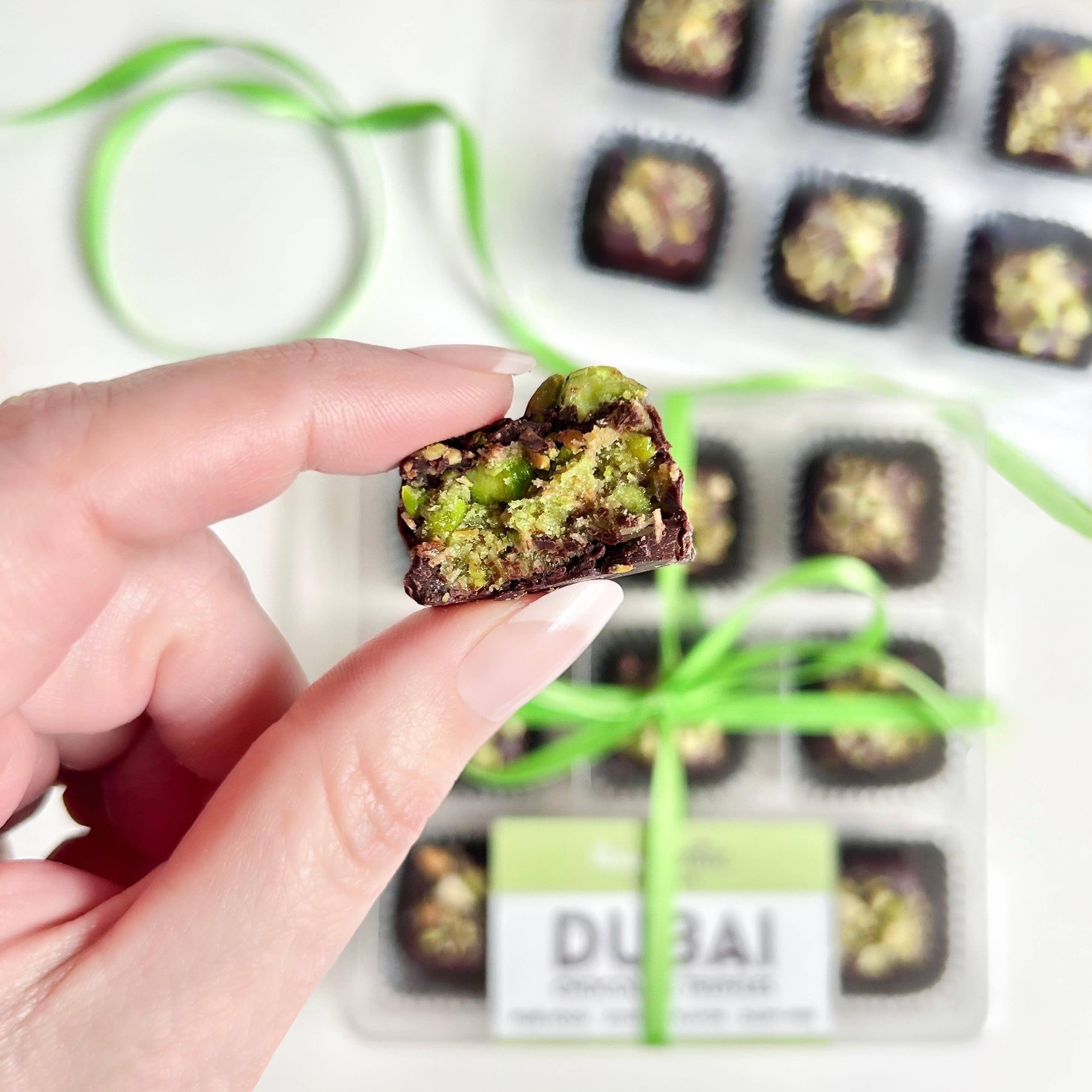 Rawmanticchocolate - Wholesale Chocolate Box - Dubai Chocolate knafeh Pistachio Chocolate truffle vegan 9pc2