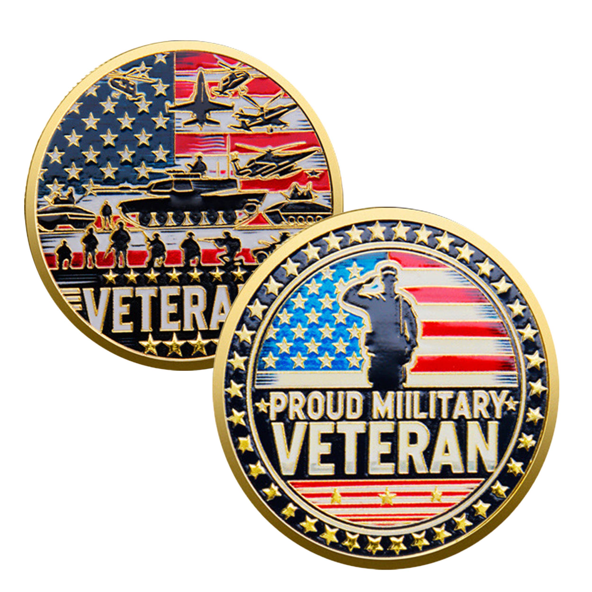 Blinkee.com, LLC - Wholesale Keepsake Coin/Token - Proud Military Veteran Challenge Gold Plated Coin
3