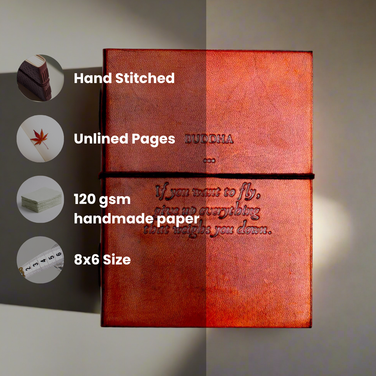 Soothi | Containers Of Creativity - Wholesale Journal/Diary - Buddha Quote Leather Journal - "Give Up Everything That Weighs You Down"2