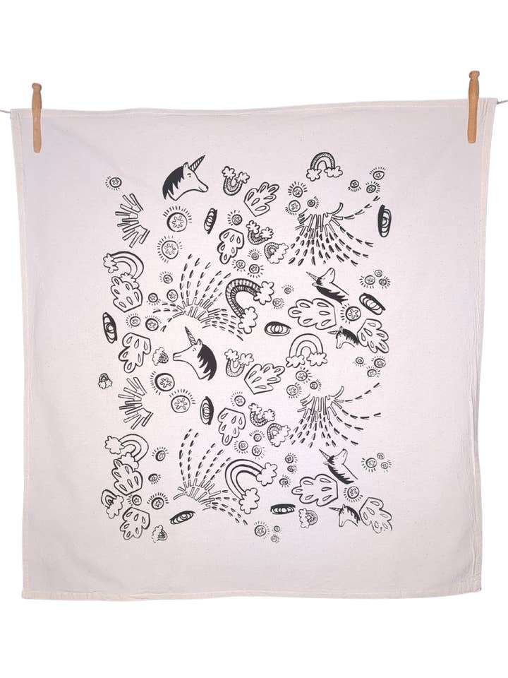 Rainbows and Unicorns - 28x29" Kitchen Towel for wholesale by Rachel DB Creative