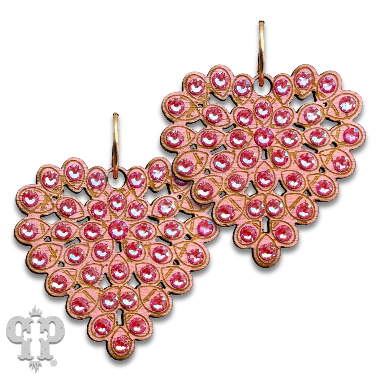Pink Panache Brands - Wholesale Dangle Earrings - Laser cut rhinestone heart earring8
