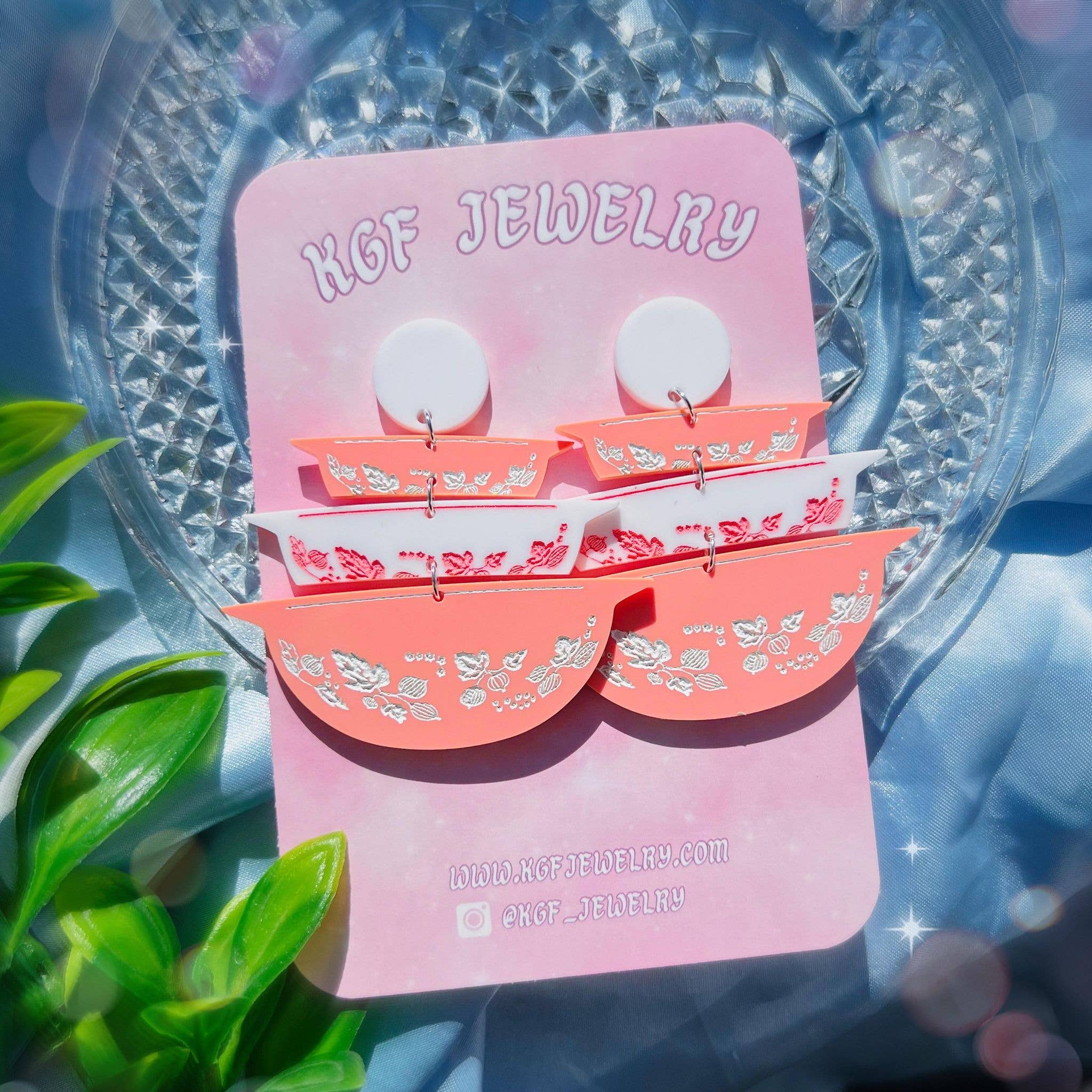 KGF Studios - Wholesale Dangle Earrings - Gooseberry Pyrex Bowls Handmade Acrylic Earrings & Keychains1