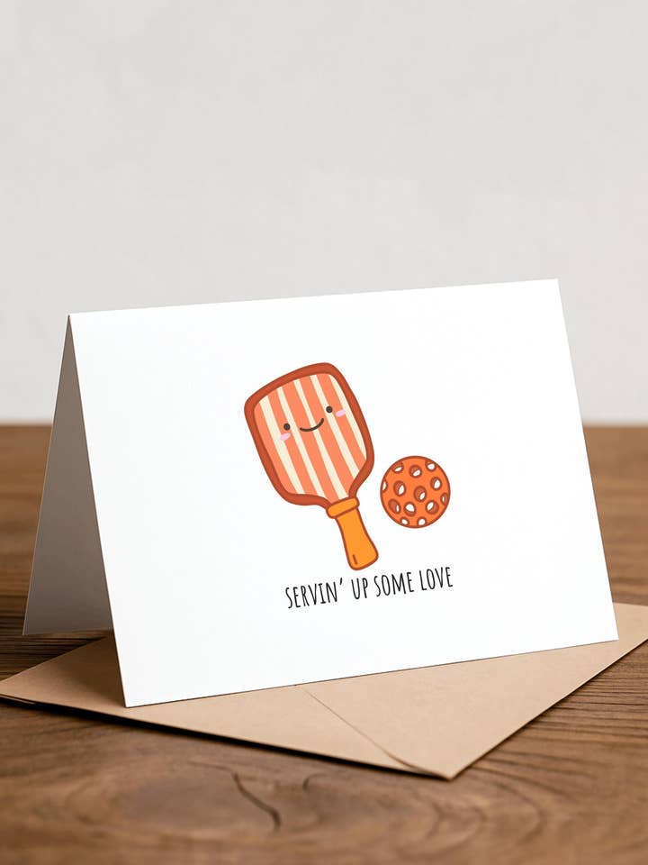 Carte de Saint-Valentin de pickleball : Carte d'amour amusante pour la vente par Chewy Lemon Studio