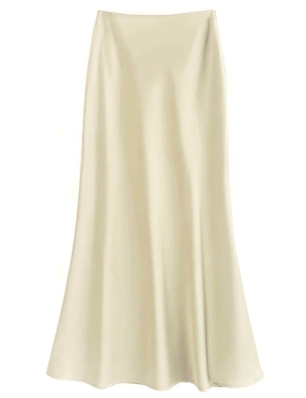 Sweetkama - Wholesale Skirt - Women's - Ladies Satin Elastic Wait Pearlescent Midi Skirt SKS5045317