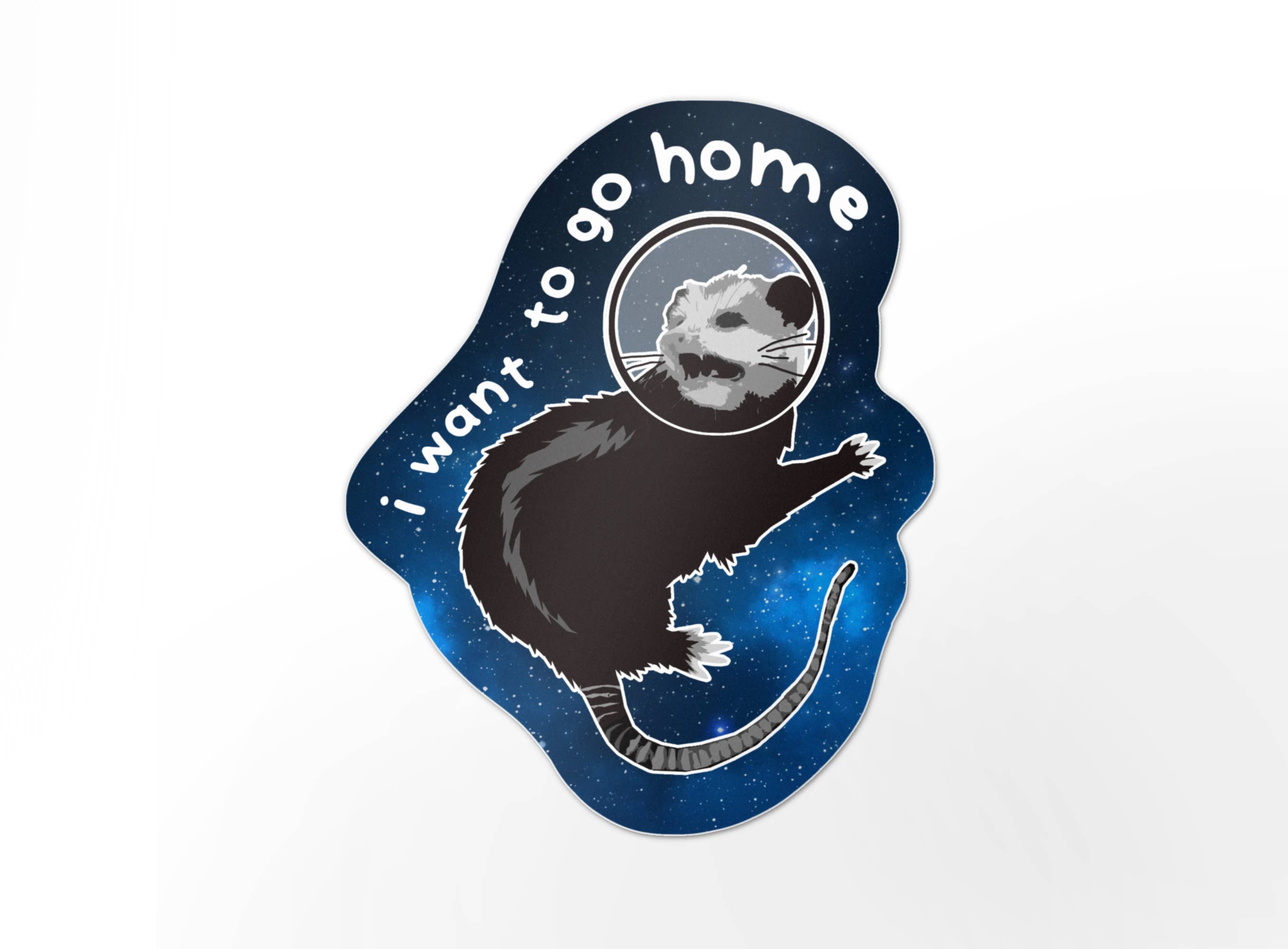 BoyPilot Goods - Wholesale Sticker - Possum in Space Sticker 3" x 3" - Introvert Anxiety Sticker