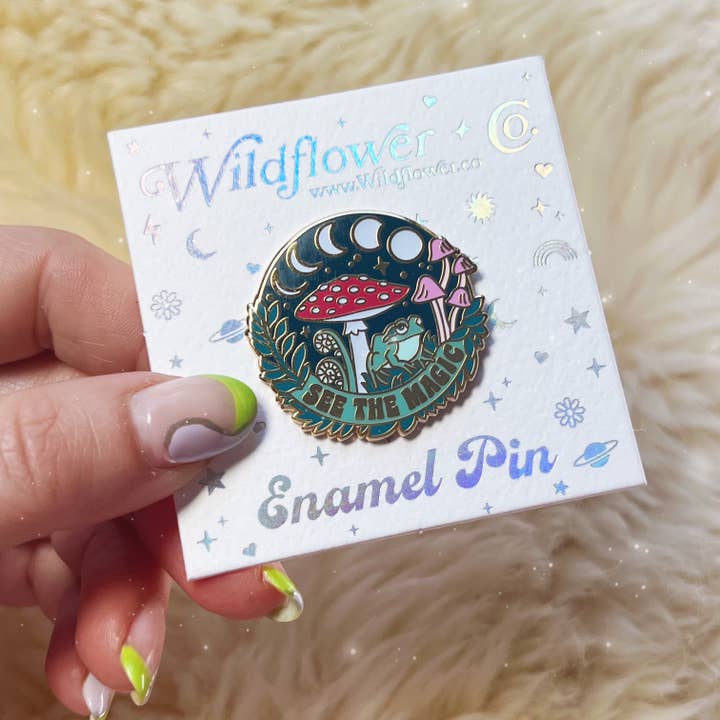 Wildflower + Co. - Wholesale Lapel Pin/Button - See the Magic Enamel Pin - GITD