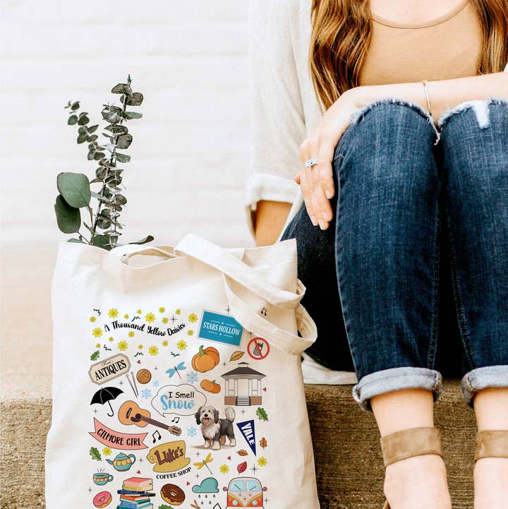 Gilmore Girl Collage Tote Bag 2 SIZES for wholesale by Love You a Latte Shop