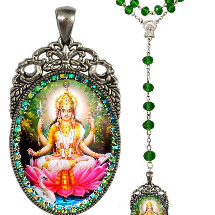 MariaSantissimaShop - Vendita all'ingrosso Collana con ciondolo/pendaglio - Rosario di Saraswati Vandana Dea Ciondolo Medaglia Hindu Hindu Handdess Sarasvati4