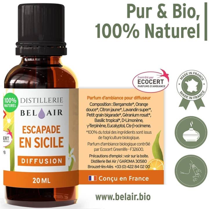Distillerie Bel Air – wholesale Doftolja – ESCAPADE I SICILIEN - Ekologisk rumsdoft