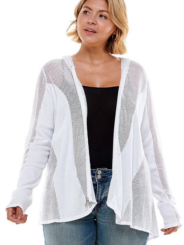 Felpa con cappuccio e cerniera a rete TAGLIE FORTI per la vendita all'ingrosso da parte di T-Party