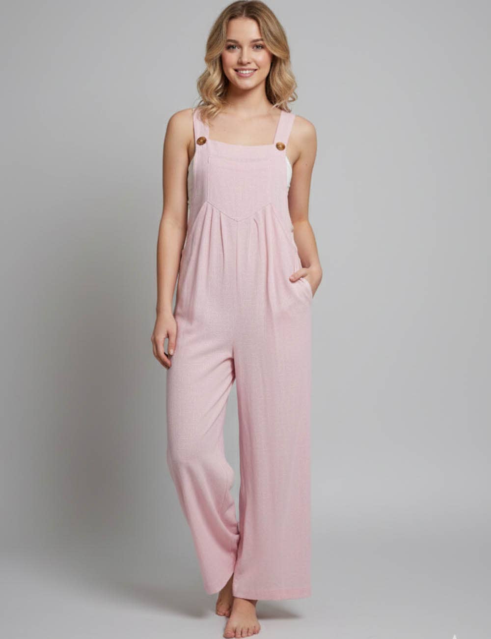 Sweetkama - Wholesale Overalls - Women's - Solid Color Botton Strape Overalls Daily Jumpsuit SKJ23579