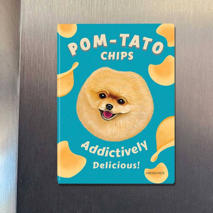 Retro Pets - Venta al por mayor Imanes - MHP-144 Paquete de 4 imanes, Pomerania «Chips de Pomerania»1