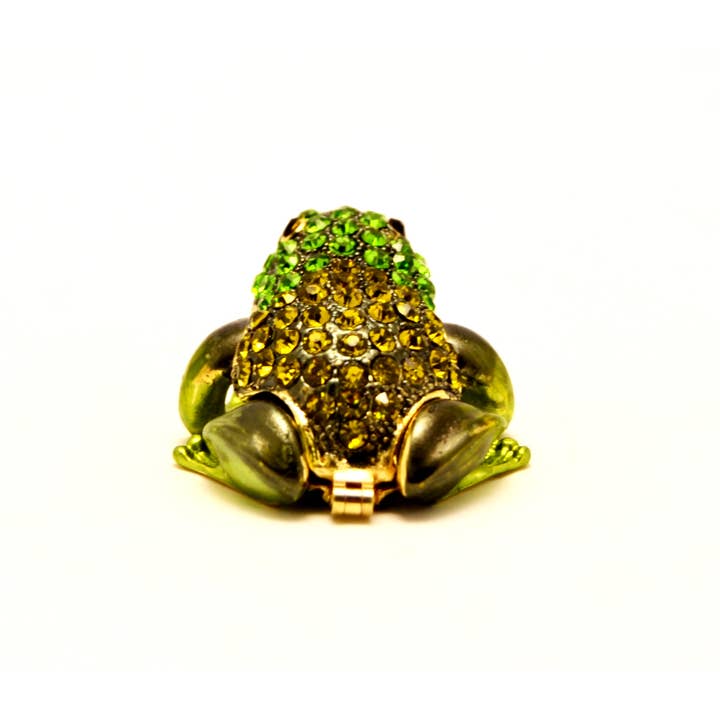 Ciel Collectables - Wholesale Jewelry Box/Organizer - Small Frog Trinket Box. Hand Set Green Swarovski Crystals