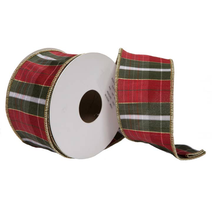 Vickerman 2.5" x 10 Yds Gray Dupion Plaid Ribbon. for wholesale on Faire