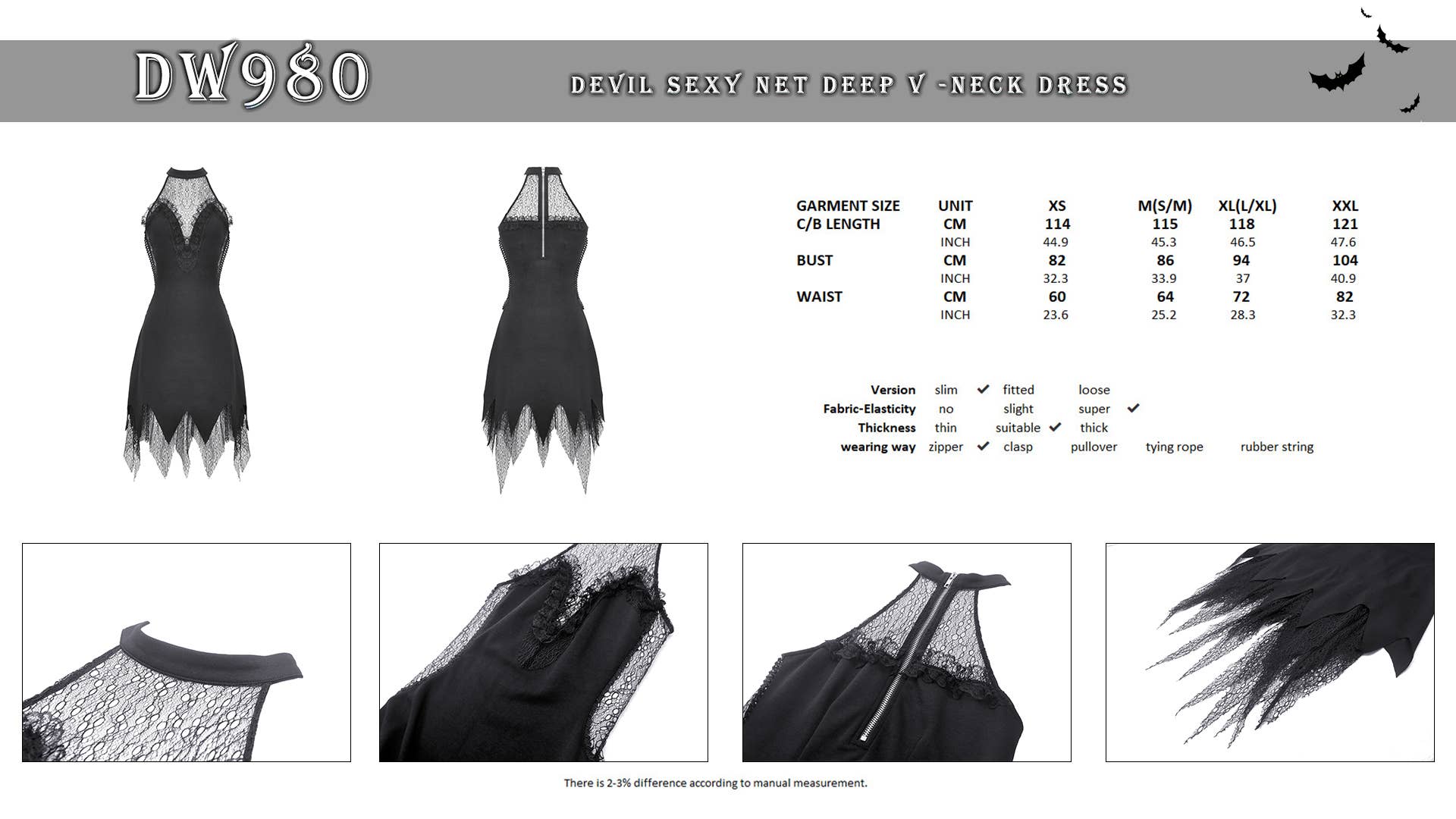 Western Fashion – Vestido - Mulher por atacado – Vestido Devil sexy com decote em V com decote em V4