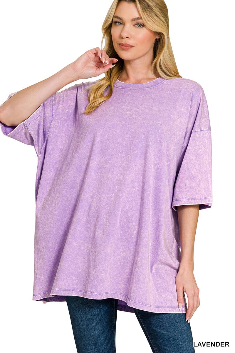 42POPS - Vente Haut en maille – femme - T-shirt en coton délavé à l'acide oversize SI-2430127