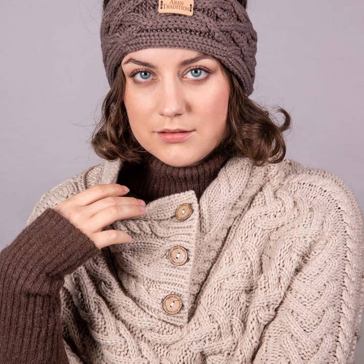 Eurostick - Wholesale Poncho - Women's - Aran Cable Button Shawl Neck Poncho6