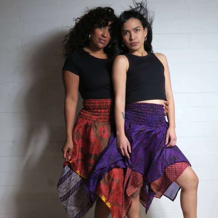 Emma's Emporium - Wholesale Skirt – Women’s - SS011 Recycled Silk Reversible Fairy Skirt0