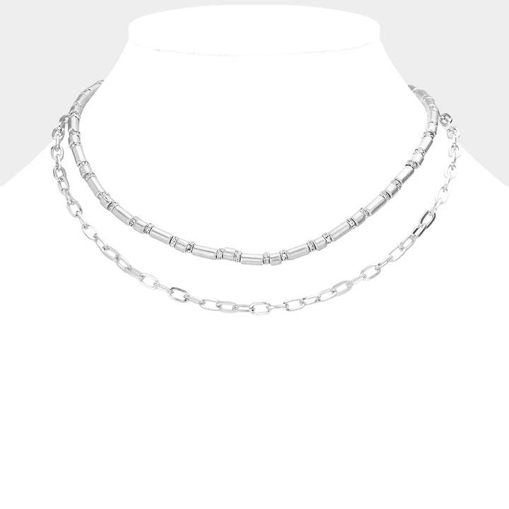 Stenring Spidset Åben Metal Oval Led Dobbeltlags Halskæde for engroshandel hos Sensibling Corp.