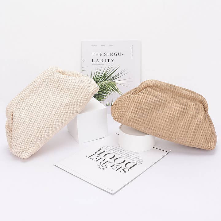 3AM BY H&D ACCESSORIES - Wholesale Clutch Bag - Women's - Faux Straw Clutch Bag