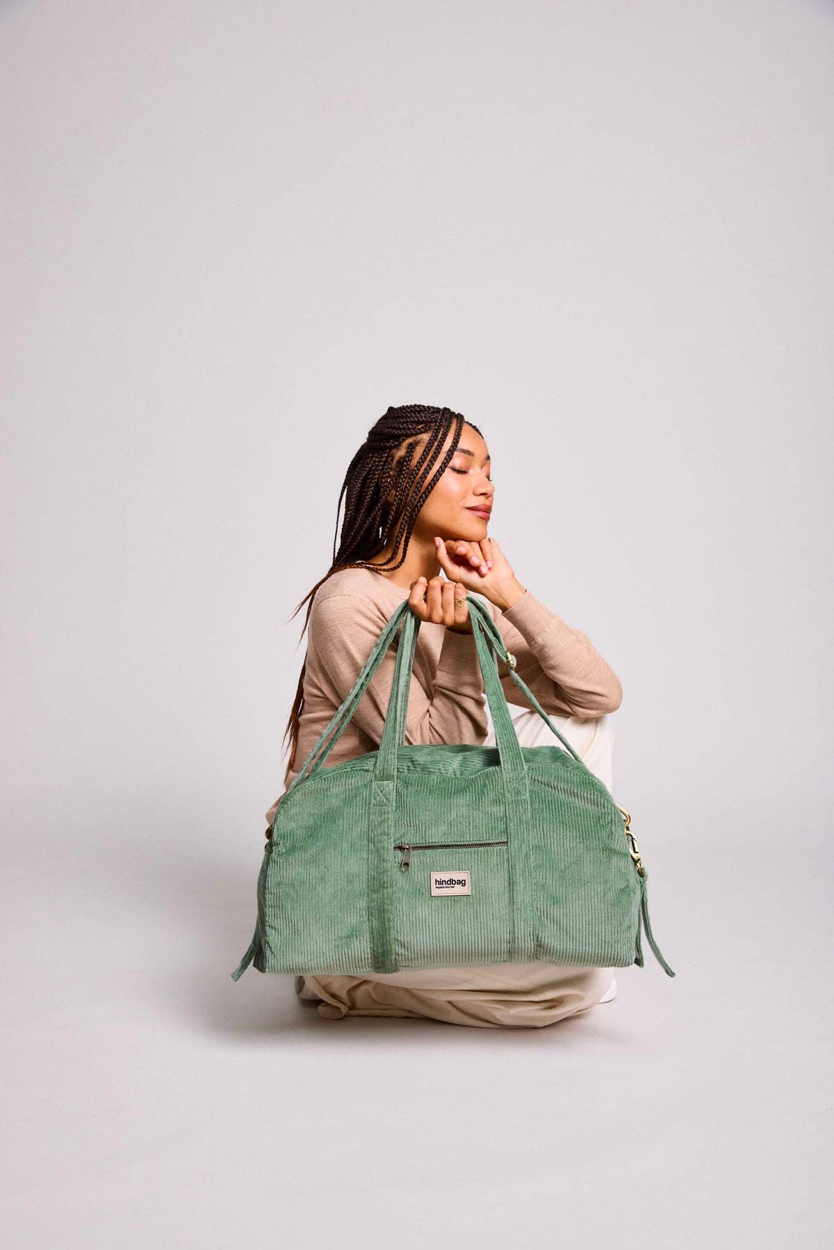 Hindbag - Vendita all'ingrosso Borsa portapannolini - Neonati - Borsa fasciatoio Basile Velluto Verde Acqua1