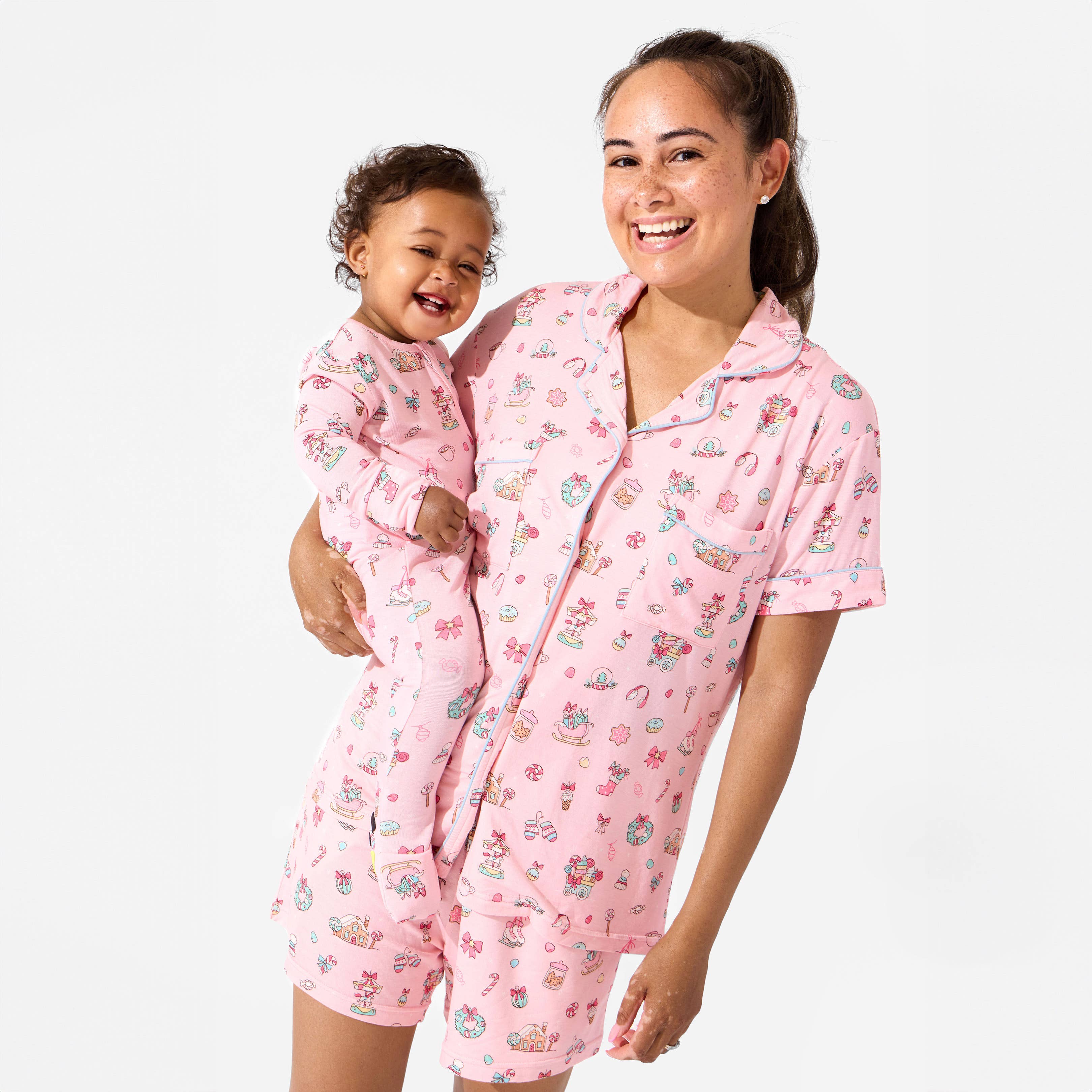 Bellabu Bear - Venta al por mayor Conjunto de ropa para dormir - Mujer - Conjunto de pijama corto de bambú para mujer Candy Cane Lane5