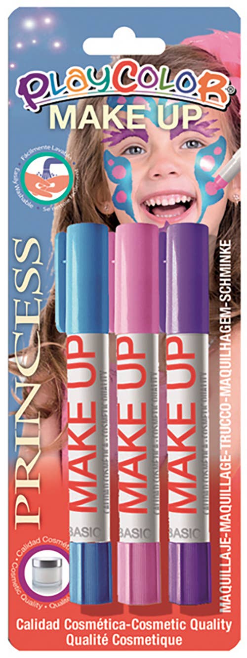 Graine Créative - Wholesale Face Paint/Play Makeup - Kids - BLISTER 3 POCKET PRINCESS MAKEUP STICKS