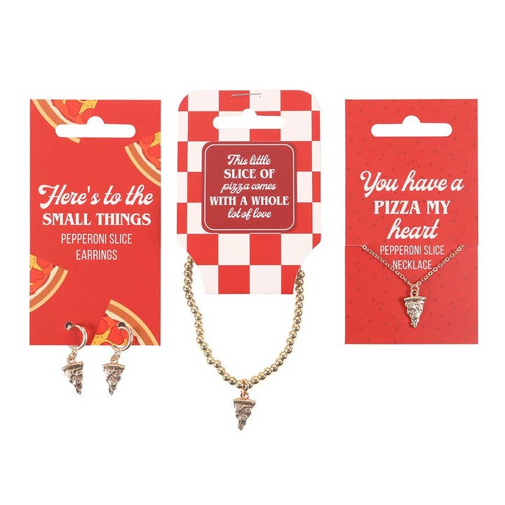 WONDER IMPORTS AUSTRALIA - Wholesale Jewellery set - Pizza Jewellery 18 Stainless Steel Pieces on MDF Display 3