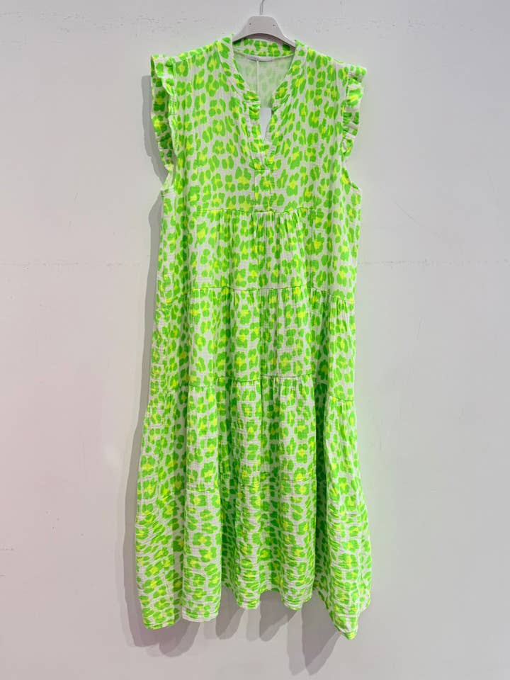 NOELINE - Wholesale Dress - Women's - Printed cotton gauze dress 25670-BIG LEOPARD