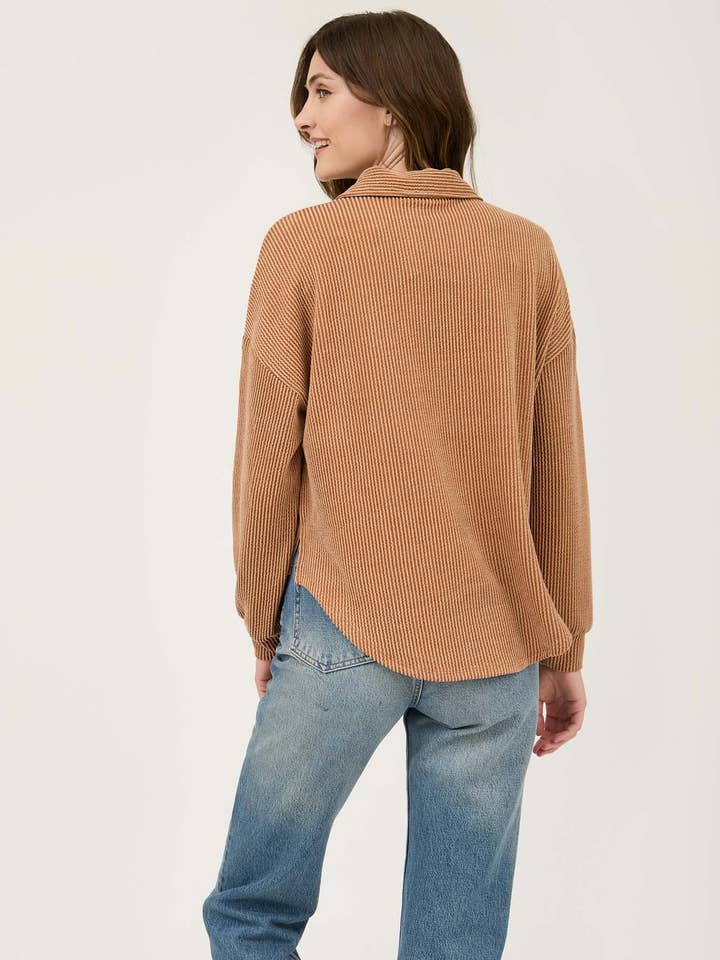 Blu Pepper - Wholesale Knit Top - Women's - PINSTRIPE COLLARED HALF BUTTON KNIT TOP14