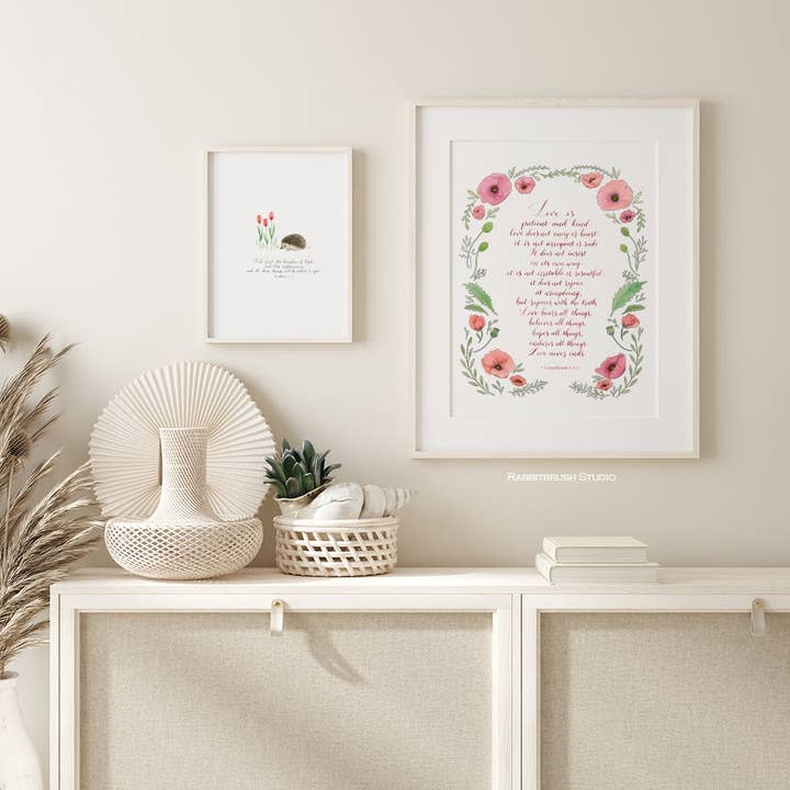 Poppy Frame - 1 Corinthians 13:4-8 for wholesale by Rabbitbrush Studio