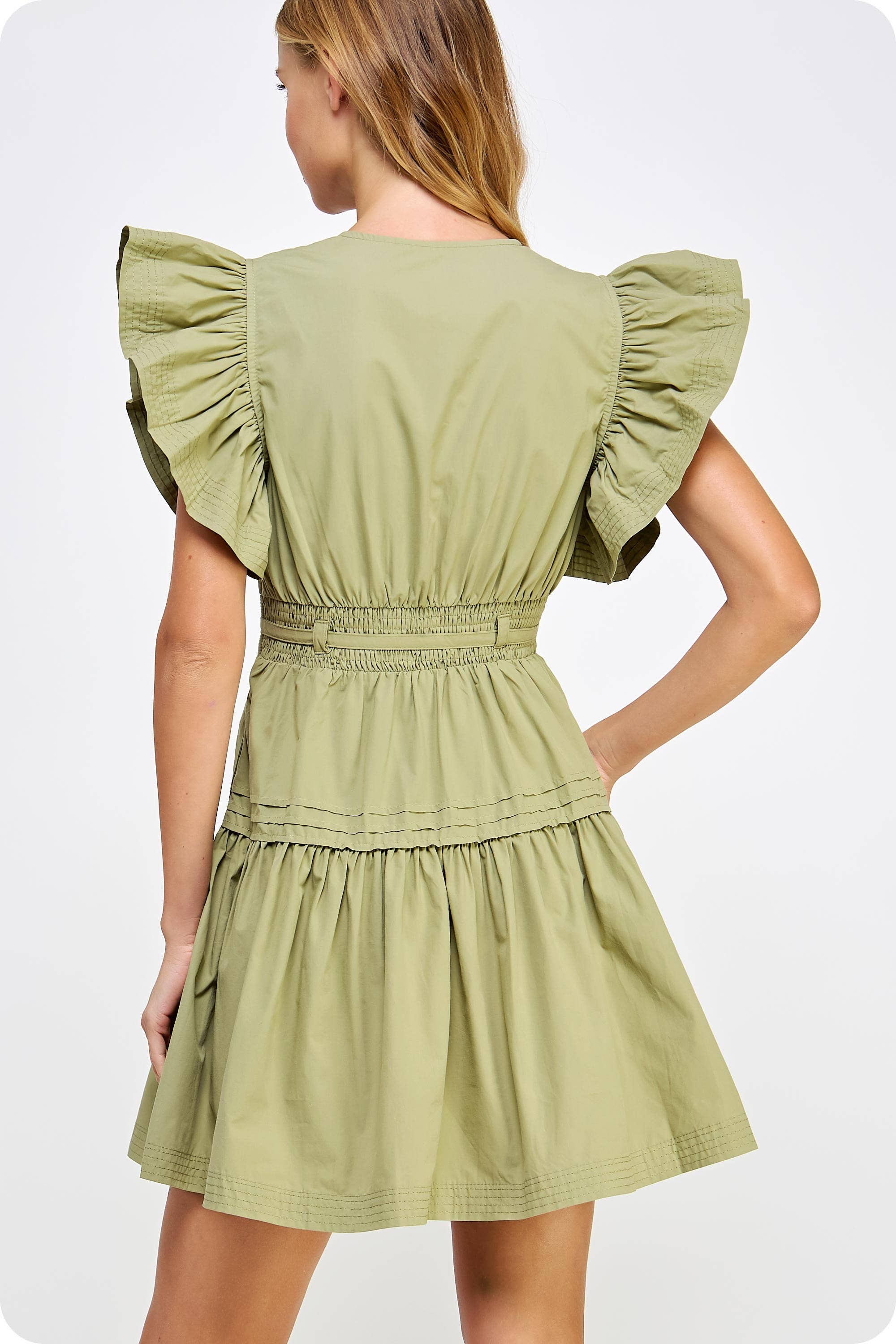 Strut & Bolt - Wholesale Dress - Women's - Flutter Sleeve Poplin Mini Dress32