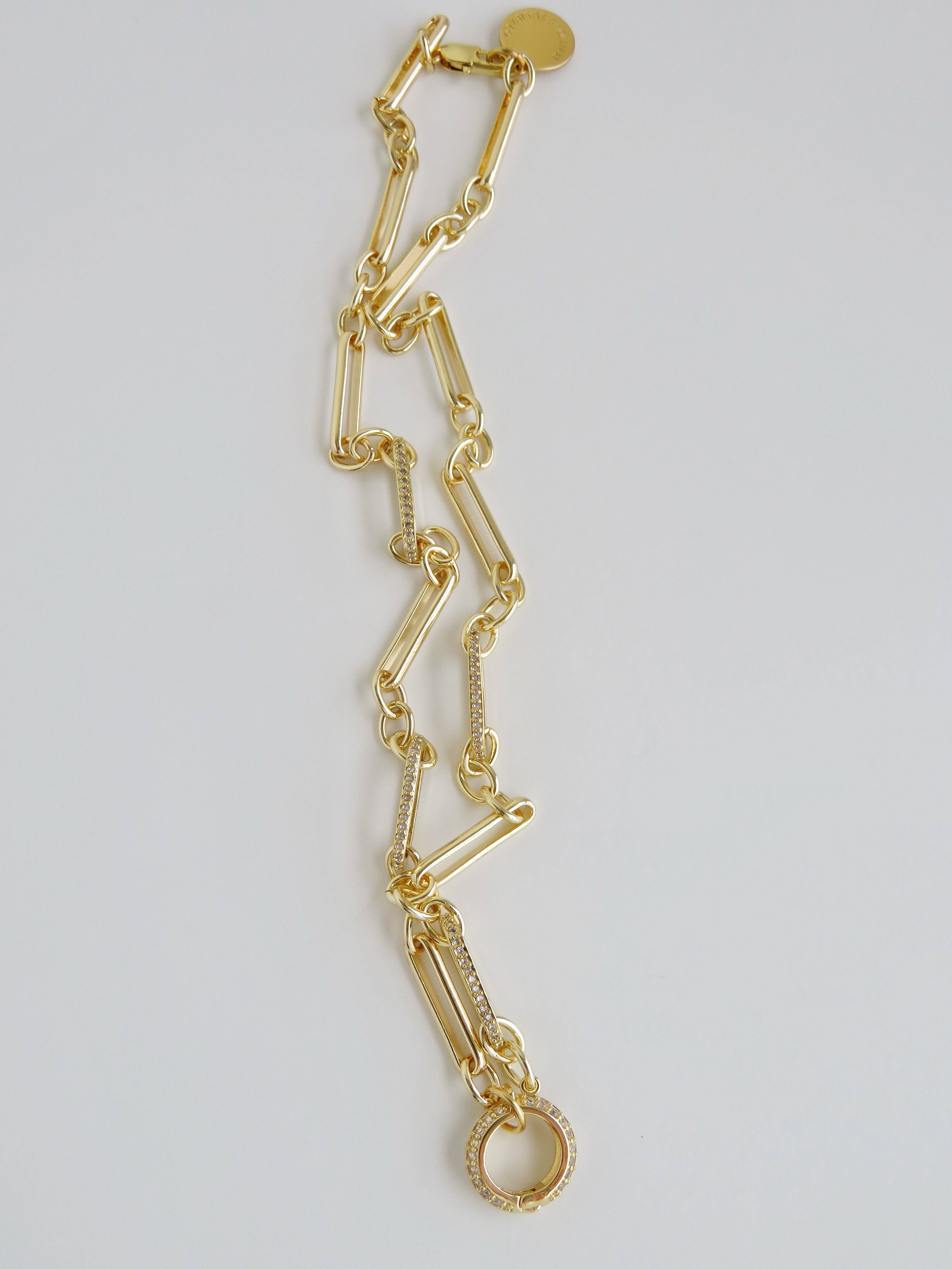 Boutique Suarez Co. - Wholesale Pendant/Charm Necklace - 18" Diamond Figaro Charm Holder Necklace - Clicker Clasp - add charms9