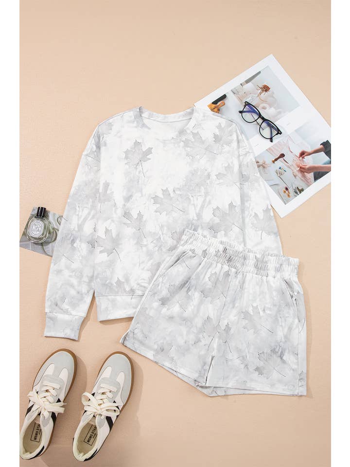 Beige Camo Pullover Top og Shortsæt med Elastisk Talje for engroshandel på Faire9