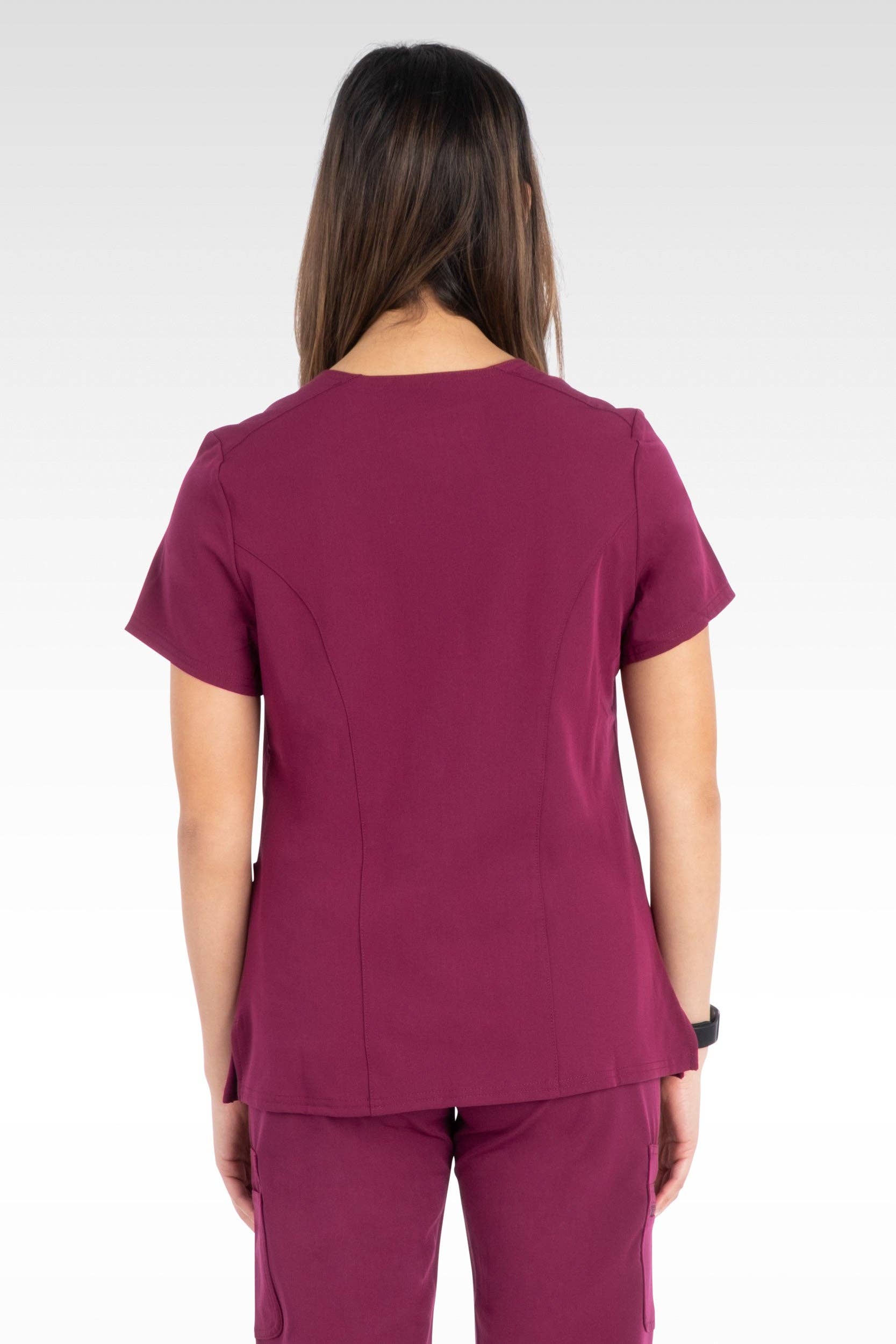 Aura Naturale – wholesale Healthcare uniform – Women's – Coral Women Mock Wrap with 6 Pockets Scrubs Top (94003)32