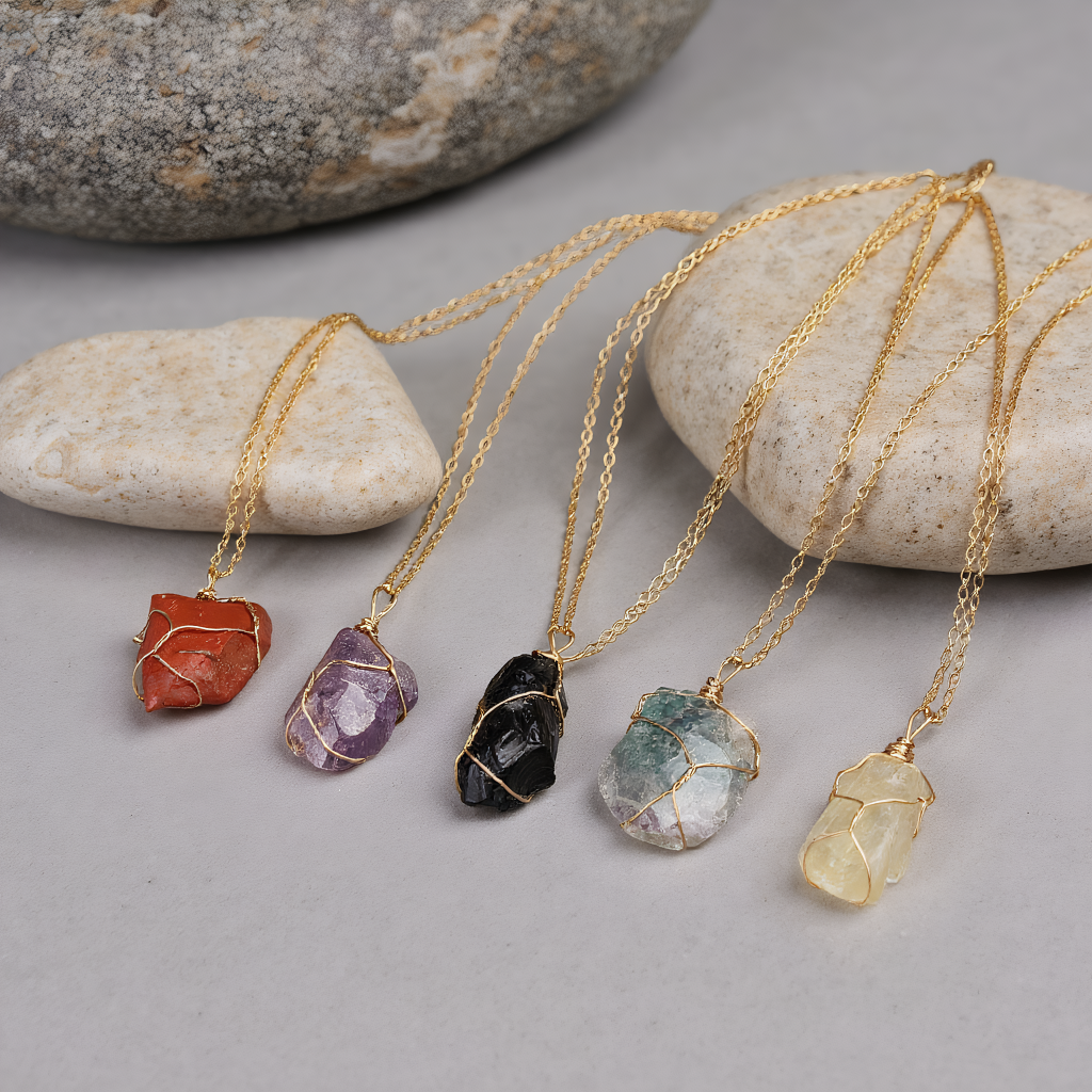 Katinki - Wholesale Pendant/Charm Necklace - Natural Crystal Irregular Pendant Necklace –Minimalist Stone1