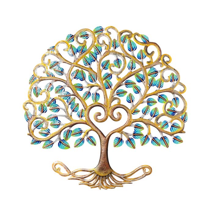 Tree of Love- Bronze and Turquoise for wholesale by Haiti Fair Trade- Papillon Marketplace