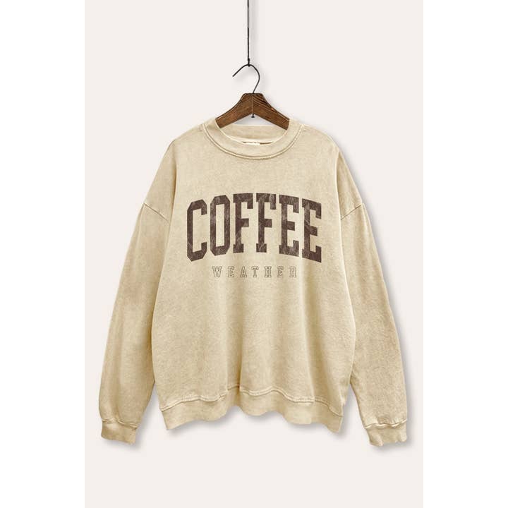 VINTAGE POINT USA - Wholesale Graphic Sweatshirt - Women's - COFFEE WEATHER GRAPHIC SWEATSHIRT
