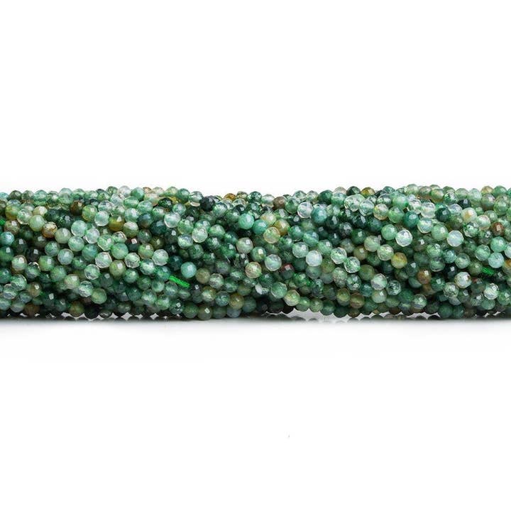 Moss Agate Mikrofacettierte runde Perlen 12 Zoll 150 Stück für den Großhandel von The Bead Traders